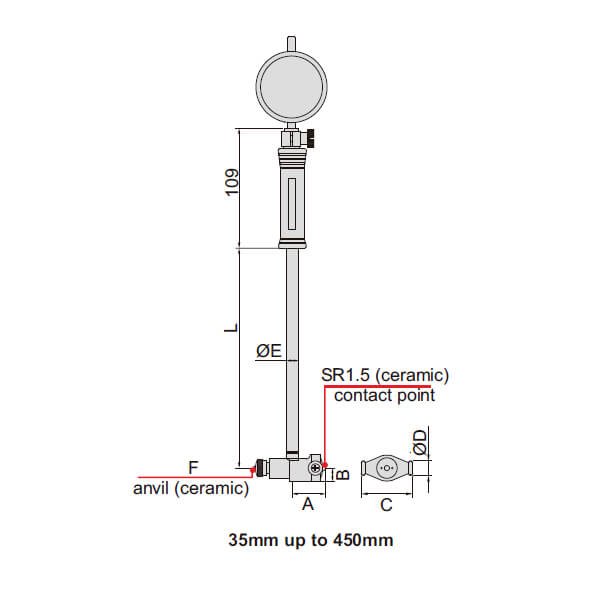 Đồng hồ đo lỗ cơ khí Insize 2322-250A - Ảnh 3