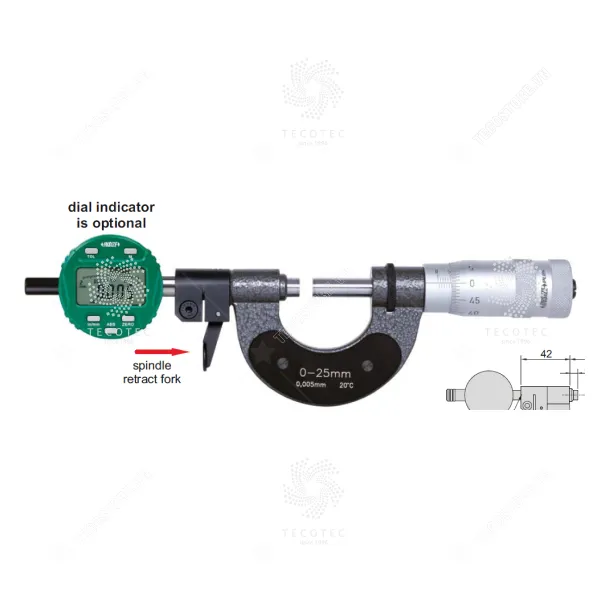 Panme cơ khí đo ngoài có đầu gắn đồng hồ so Insize 3346-150 - Ảnh 3