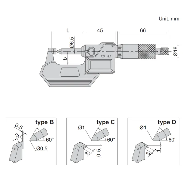 Thước panme điện tử đo chiều cao nếp gấp Insize 3566-50BA - Ảnh 3