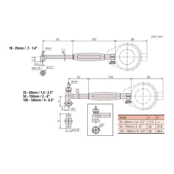 Đồng hồ đo lỗ loại chân ngắn Mitutoyo Series 511-792 - Ảnh 4