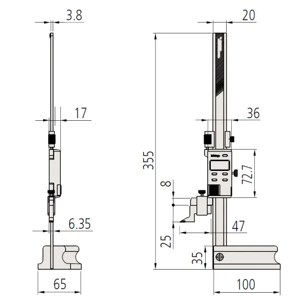 Thước đo cao điện tử ABSOLUTE dòng tiêu chuẩn Mitutoyo 570-227 - Ảnh 3