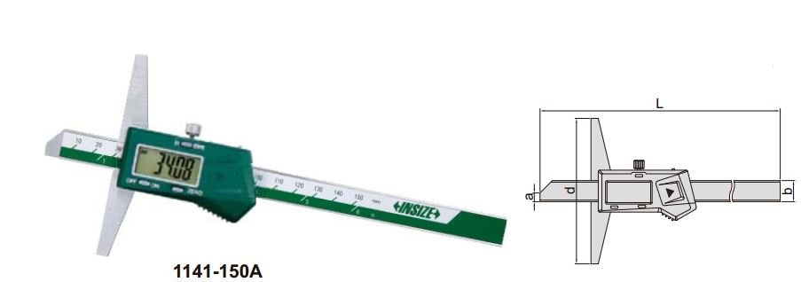 Thước đo sâu điện tử loại tiêu chuẩn Insize 1141-1500A 3 Thước đo sâu điện tử (loại tiêu chuẩn, không chống nước) Insize 1141