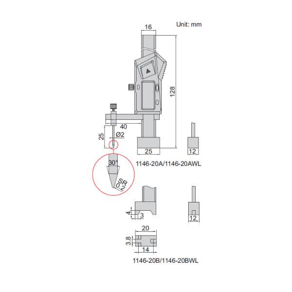 Thước đo cao điện tử mini Insize 1146
