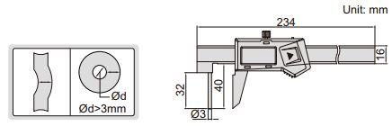 Thước kẹp điện tử đo thành ống Insize (Không chống nước) 1161