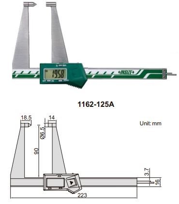 Thước kẹp điện tử đo độ dày phanh đĩa Insize (Không chống nước) 1162