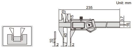Thước kẹp điện tử mỏ nhọn dài Insize (Không chống nước) 1169