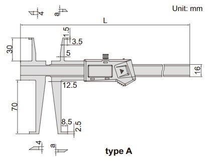 Thước kẹp điện tử đo rãnh Insize (Không chống nước) 1176