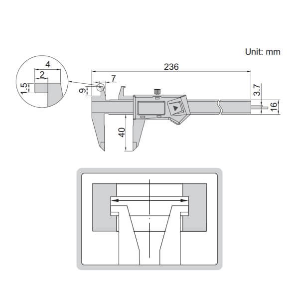 Thước kẹp điện tử đo rãnh trong Insize 1191