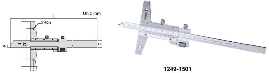 Thước đo sâu cơ khí có vít tinh chỉnh Insize 1249