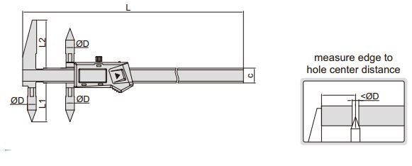 Thước kẹp điện tử đo khoảng cách tâm Insize (Không chống nước) 1525