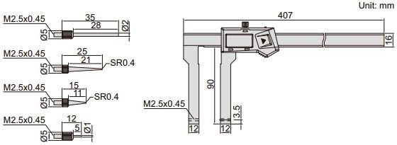 Thước kẹp điện tử nhiều đầu đo Insize (Không chống nước) 1530