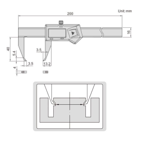Thước kẹp điện tử đo rãnh ngoài Insize 1535-100