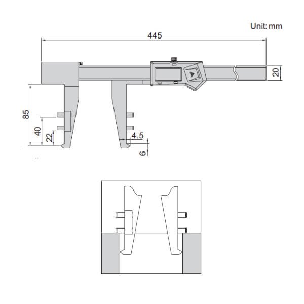 Thước kẹp điện tử đo phanh tang trống Insize 1538-300