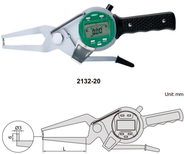 Thước kẹp điện tử đo độ dày bên ngoài Insize 2132