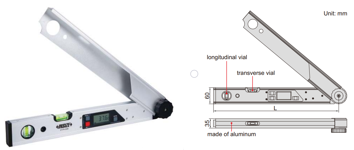 Thước đo góc điện tử chống nước (công suất cao) Insize 2174