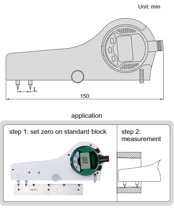Đồng hồ đo bước ren điện tử Insize 2245-4