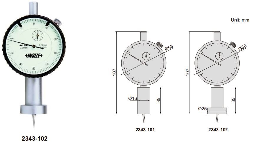Đồng hồ đo độ sâu Insize 2343-101 3 Đồng hồ đo độ sâu Insize 2343