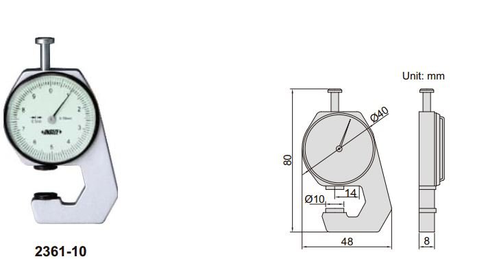 Đồng hồ đo độ dày Insize 2361