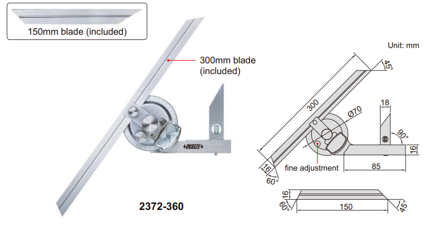 Thước đo góc vạn năng Insize 2372
