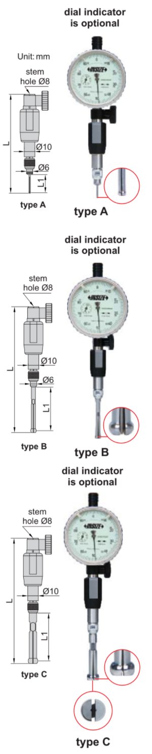 Bộ dụng cụ cho thước đo lỗ kích thước nhỏ Insize 2421-1D4 4 Bộ dụng cụ cho thước đo lỗ kích thước nhỏ Insize 2421