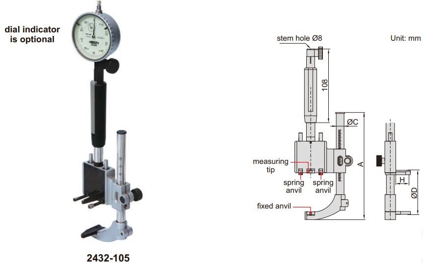 Dụng cụ đo lỗ bậc Insize 2432-105 4 Dụng cụ đo lỗ bậc Inszie 2432