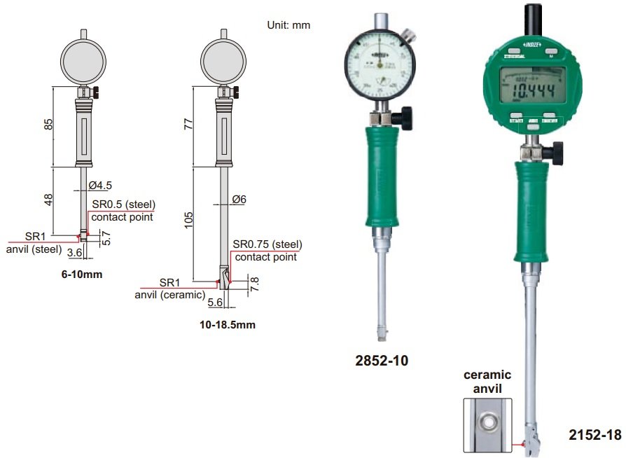 Đồng hồ đo lỗ cho lỗ nhỏ Insize
