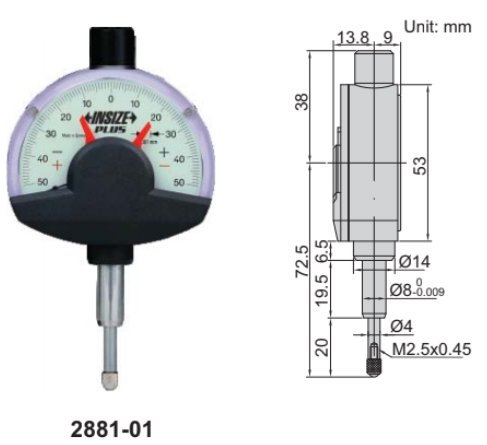 Đồng hồ so cơ khí Insize 2881-01 4 Công tắc bàn đạp chân cho đồng hồ so Insize 7360-1