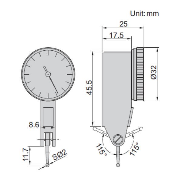Đồng hồ so chân gập Insize 2895-08