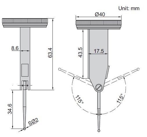 Đồng hồ so chân gập loại đầu đo dài Insize 2899-05 3 Đồng hồ so chân gập loại đầu đo dài Insize 2896-05