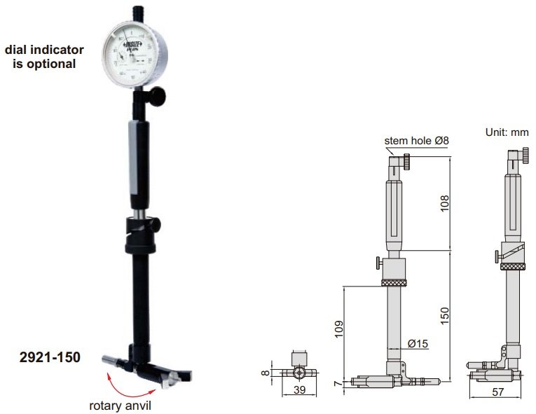 Dụng cụ đo lỗ có thể xoay Insize 2921