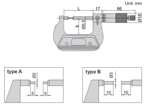 Thước panme cơ khí đo rãnh then Insize 3233-75BA 2 Thước panme cơ khí đo rãnh Insize 3233