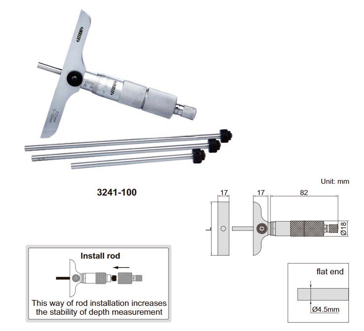 Panme đo sâu cơ khí Insize 3241
