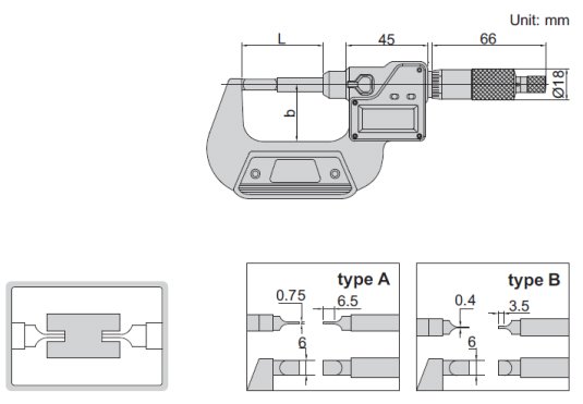 Panme điện tử đo đường kính rãnh Insize 3532