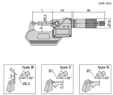 Thước panme điện tử đo chiều cao nếp gấp Insize 3566