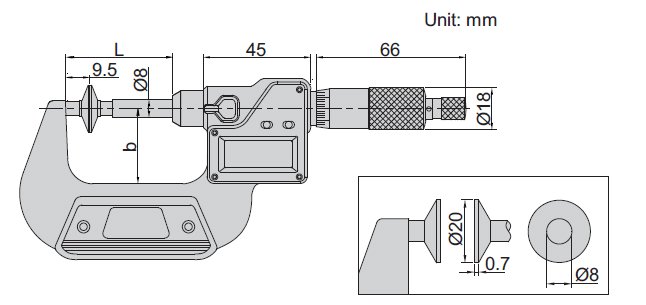 Thước panme điện tử trục chính không quay Insize 3594 (Loại phổ thông)