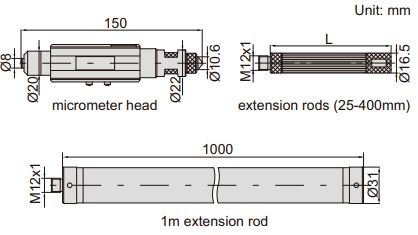 Panme đo trong điện tử dạng ống Insize 3635