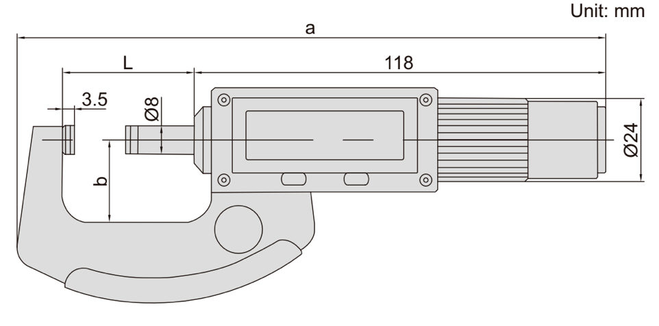 Panme điện tử với trục không quay Insize 3661