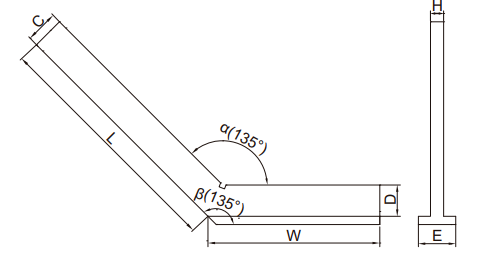 Thước đo góc 135° với đế rộng Insize 4754
