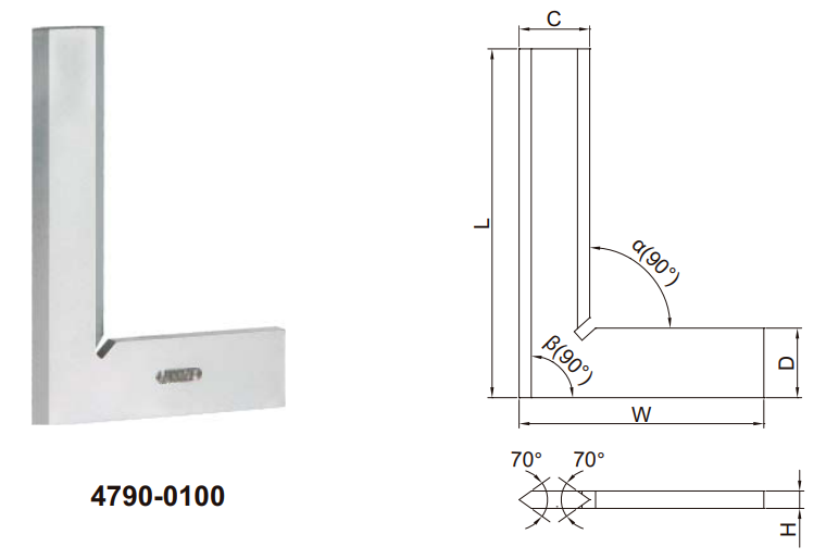 Thước đo góc vuông vát cạnh Insize 4790
