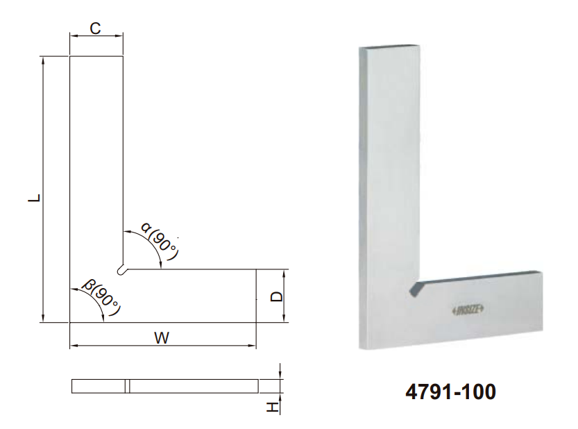 Thước đo góc vuông mỏng Insize 4791