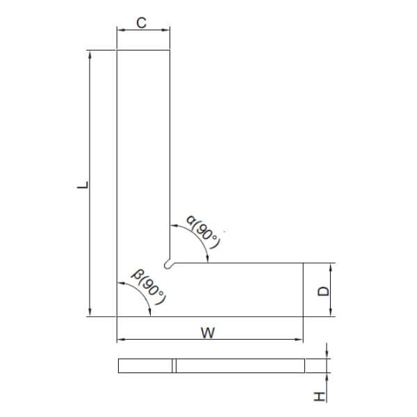 Thước đo góc vuông Insize 4796 (loại phổ thông)