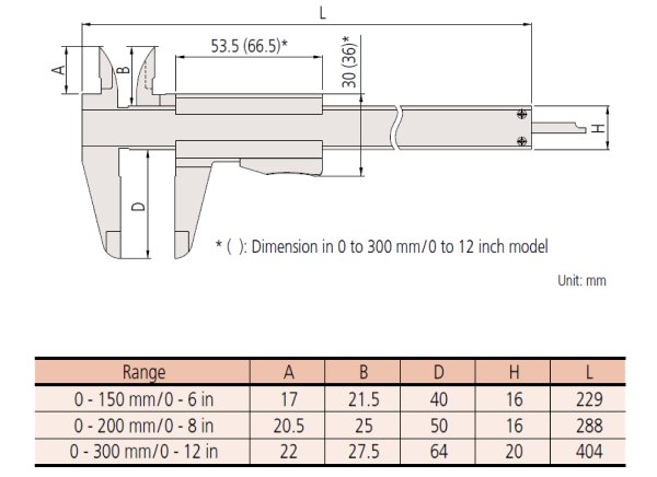 Thước kẹp cơ khí Mitutoyo bản tiêu chuẩn 530
