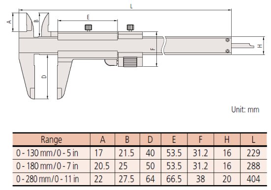 Thước kẹp cơ khí Mitutoyo bản tiêu chuẩn 530