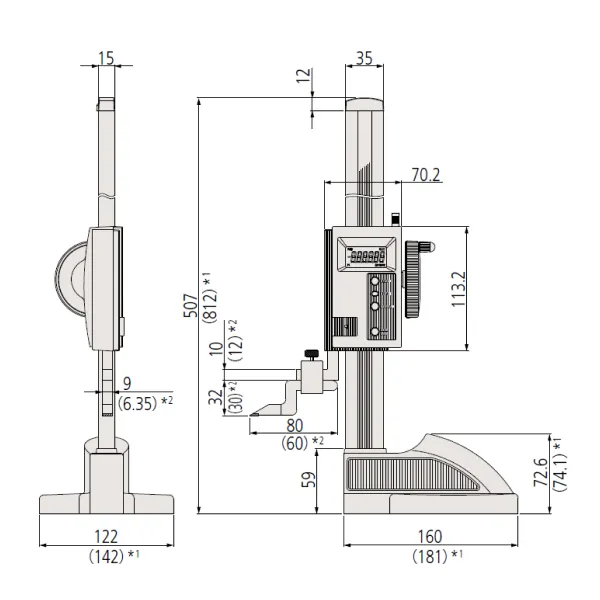 Thước đo cao điện tử ABSOLUTE đế công thái học Mitutoyo 570-322