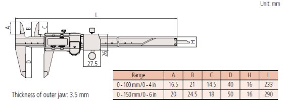 Thước kẹp cơ khí Mitutoyo bản tiêu chuẩn 530