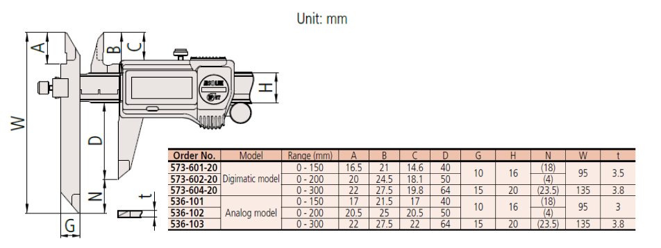Thước kẹp điện tử mỏ điều chỉnh Mitutoyo 573