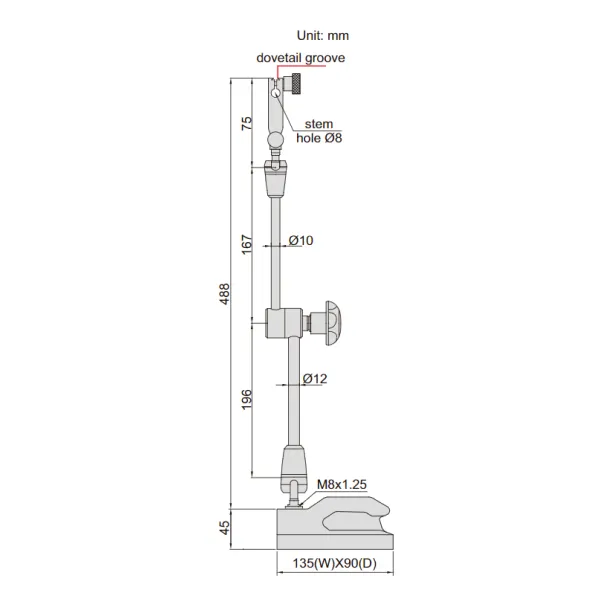 Đế gá đồng hồ so vạn năng Insize 6225