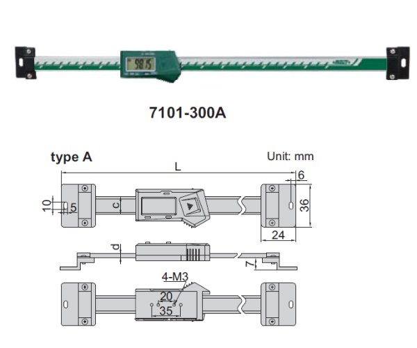 Thước đo điện tử phương ngang Insize 7101