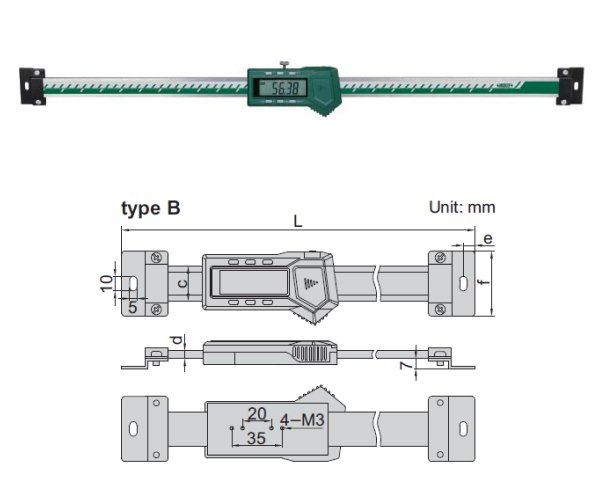 Thước đo điện tử phương ngang Insize 7101