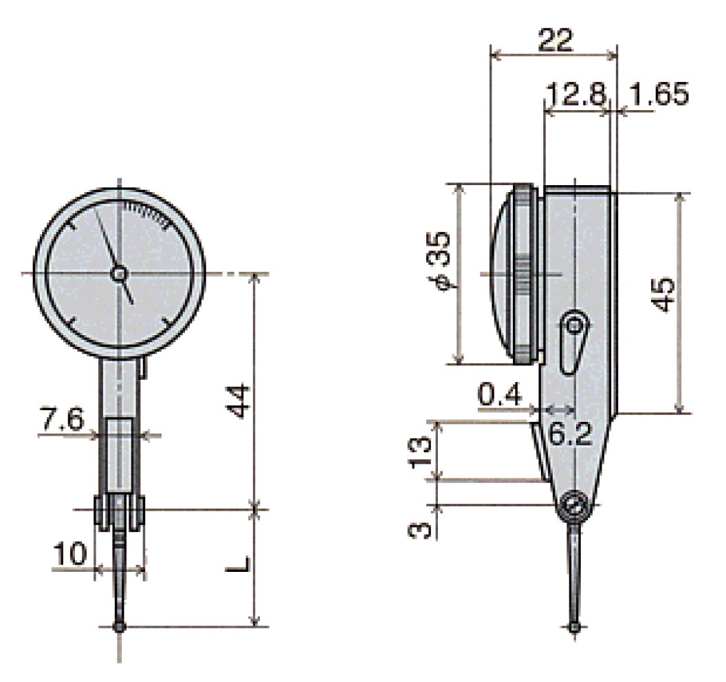 Đồng hồ so chân gập loại đặc biệt Peacock V series PC-1BV 2 Đồng hồ đo chiều cao ren Insize 2232